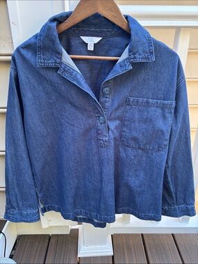 Time and Tru Indigo Denim Henley Shirt